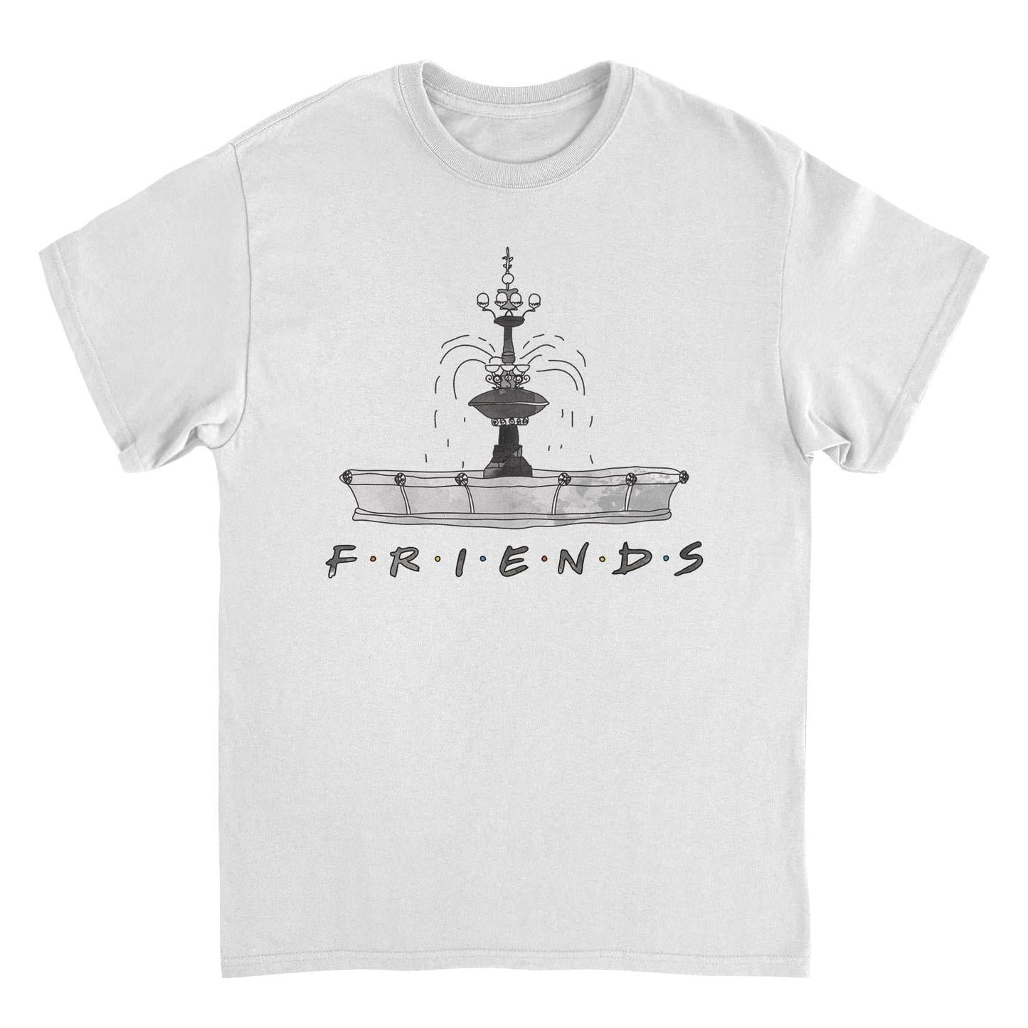 Friends Fountain Sketch White T-Shirt