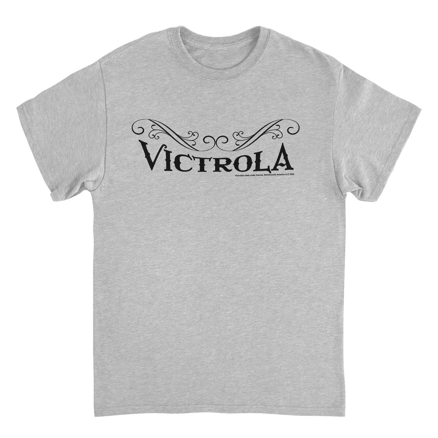 Victrola Black Text Retro Record Company Sport Grey T-Shirt