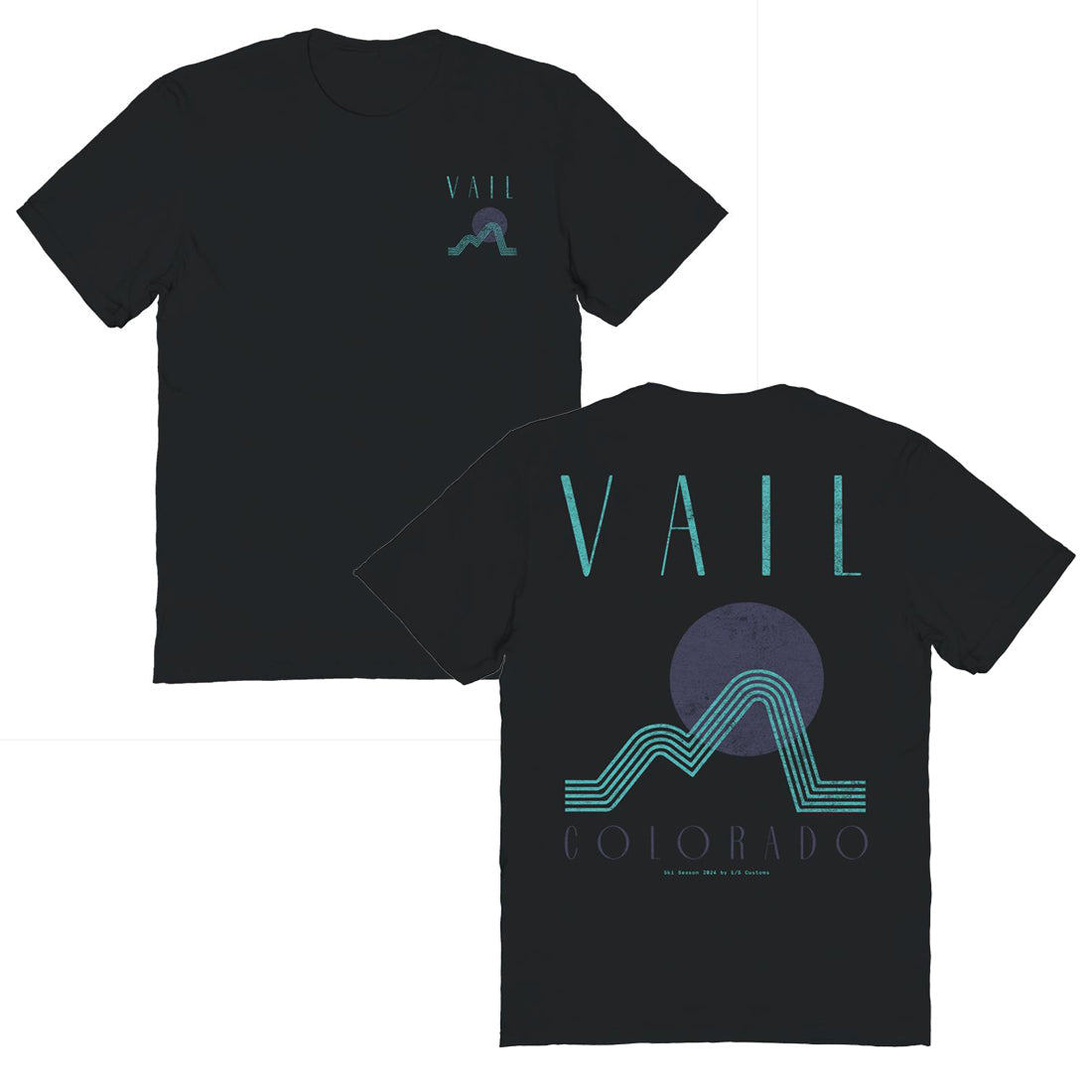 Skiing & Snowboarding Vail Front & Back Graphic Black T-Shirt