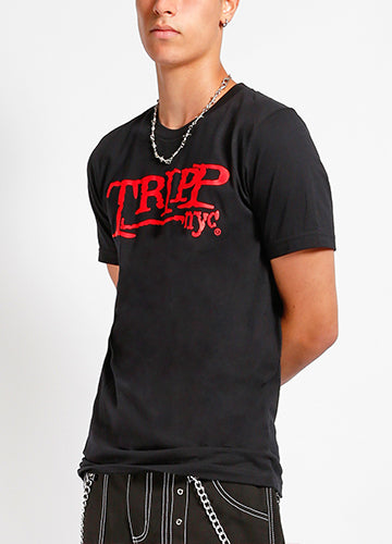 Tripp NYC Unisex Logo T Shirt - BLK/RED